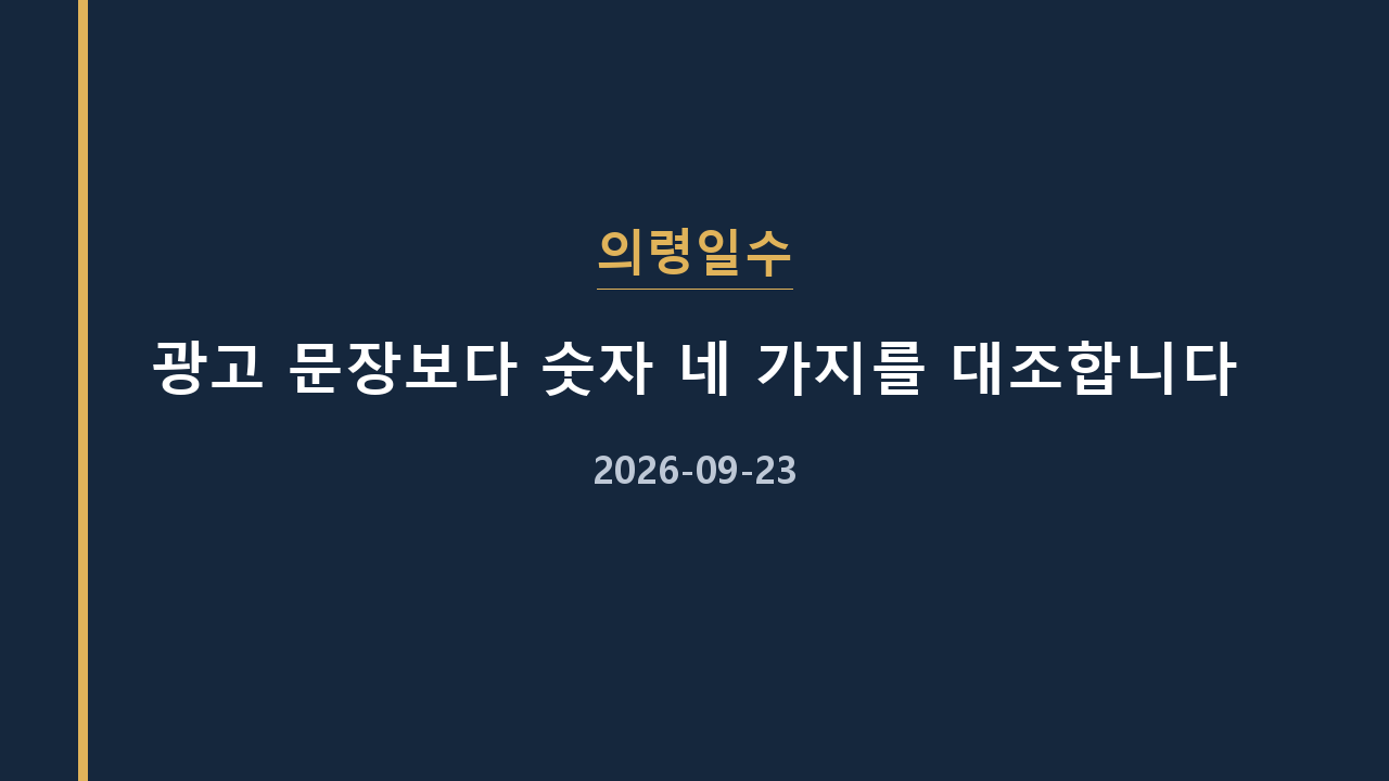 의령일수 광고 문장보다 숫자 네 가지를 대조합니다
