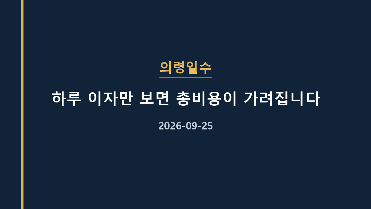 의령일수 하루 이자만 보면 총비용이 가려집니다